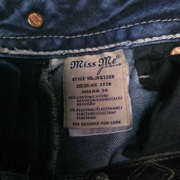 Miss Me Dark Blue Bootcut Men's Jeans - Picture 4 of 6